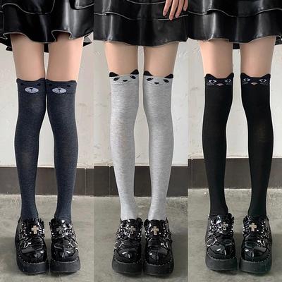 Night Teaching Room Gray Knee Socks Children'S Summer Thin Two-Dimensional Japanese Subculture Cute Cat Stockings