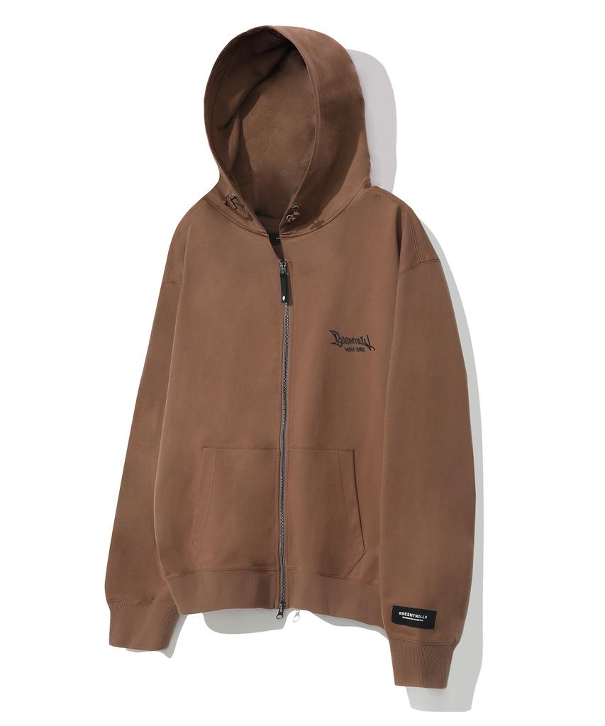 Beentrill Script Two-Way Zip-Up Hoodie (Camel)