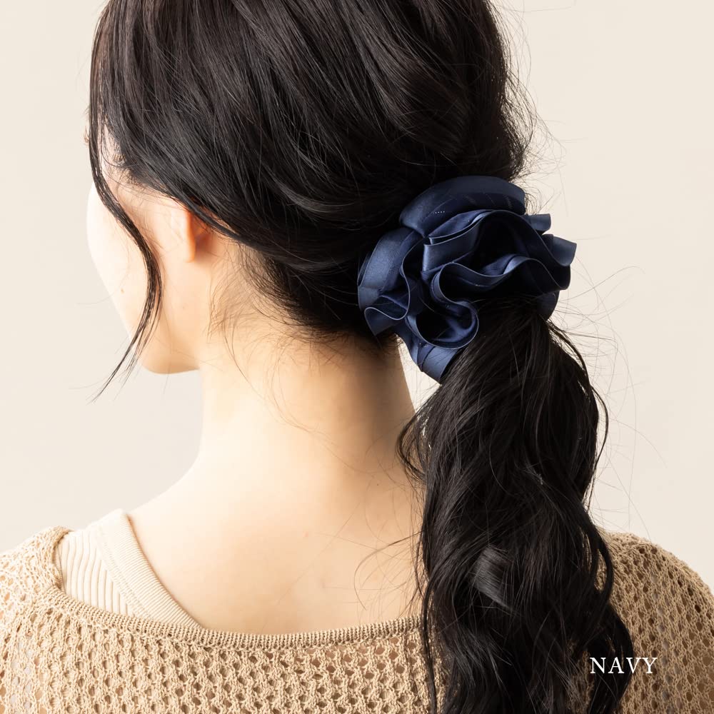JewelVOX Black Scrunchie Hair Accessory with Grosgrain Frame and Striped Stylish and Cute for Simple and Available in Fabric. Adults. Stylish. Black.
