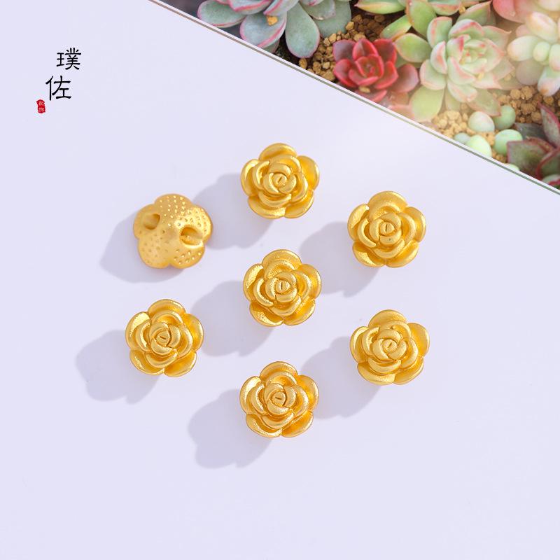 Durable Sand Gold Rose Flower Beads for DIY Bracelets & Necklaces