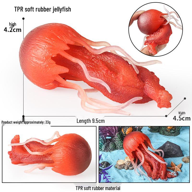 Kids' Marine Animal Model Stress Relief Toy Set: Pufferfish, Octopus, Crab, Shark, Dunkleosteus