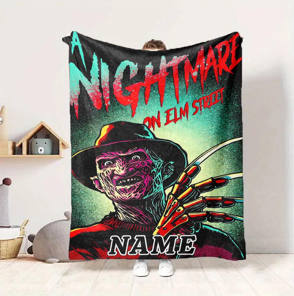 Custom Name Nightmare House Flannel Blanket Throw Blanket Soft Warm Sofa Bed home Decor Unique Gift