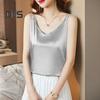 Chaleco Base de Mujer con Tirantes de Cuello en V sin Mangas de Satén Suave Tops de Seda Imitación Chaleco Base Versátil para Uso Diario