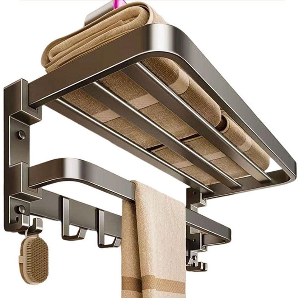 Foldable Bathroom Towel Rack Suction Cup Wall Mount Towel Holder Bathroom Storage Rack  Home