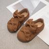 Korean Style Double Bow Princess Shoes Autumn New Style Girls Soft Bottom Non-slip Leather Shoes