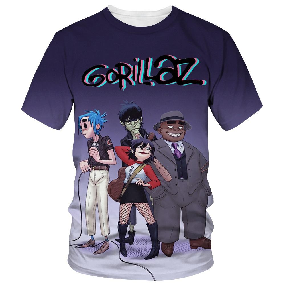 Ny Tegneserie Gorillaz 3D-trykt T-skjorte Herre Dame Casual Hip-hop Kortermet Harajuku Stil Gate T-skjorte