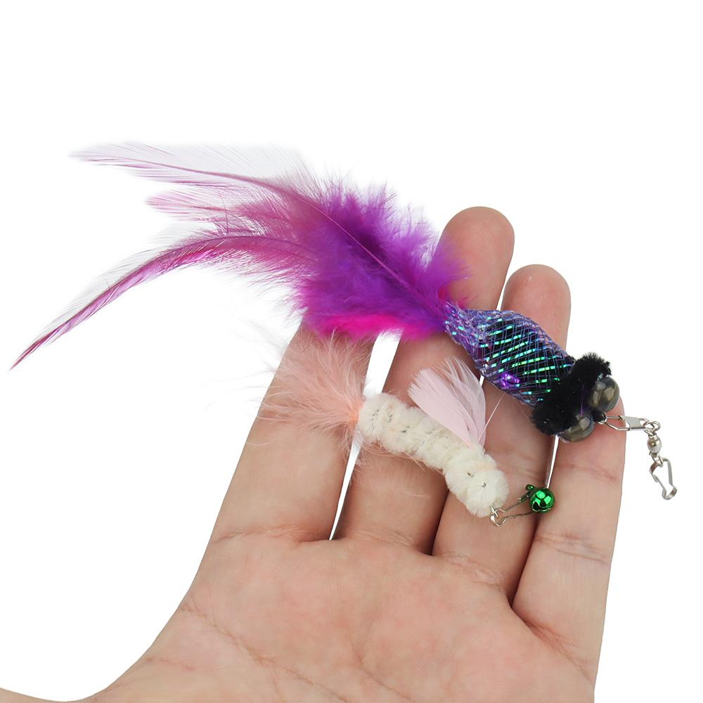 5pcs Cute Simulation Insect Cat Teaser Stick Heads Training Imitate Goldfish Cat Long Tail Pet Toy