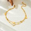 Gold Double-layer Heart Charm Anklet