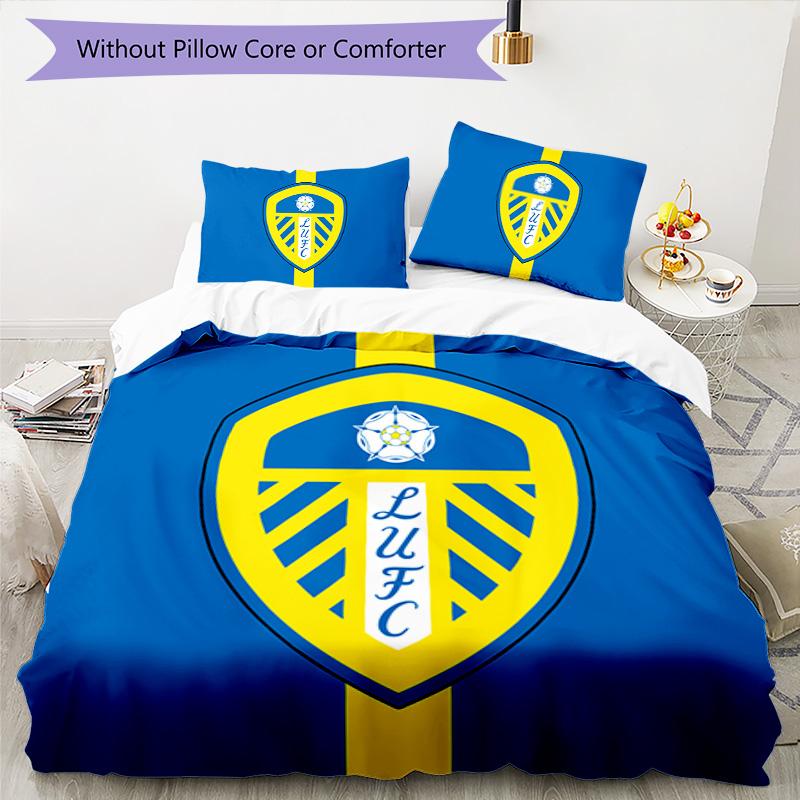 Leeds United Pattern Bedding,Quilt Set Quilt Cover Pillowcase Home Birthday Gift (1*duvet Cover+2*pillowcase,without Core)