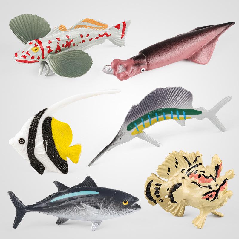 Cognitive Marine Animal Model: Tuna, Mackerel, Squid, Greenfin, and Striped Fish School