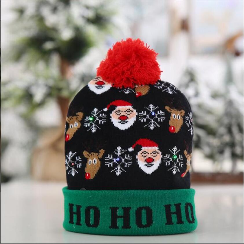 Christmas Light Up Beanie Hat Knit Cap Hat with 6 Colorful Lights Unisex Winter Snow Hat