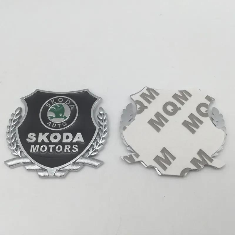 HLLQ9 2pcs 3D Metal for SKODA Car Body Window Fender Side Emblem Badge Decal Rear Tail Bumper Trunk Sticker Styling Accessories
