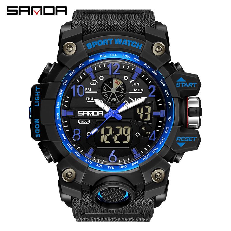 Sanda Youth Fashion Luminous Waterproof Shockproof Alarm Men's Watch