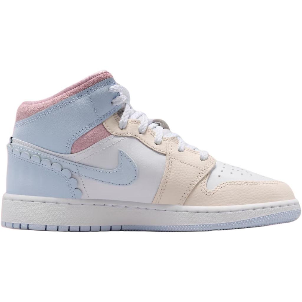 Jordan Air Jordan 1 Mid Top Children's Basketball Shoes White Blue Teenagers IB7057-403