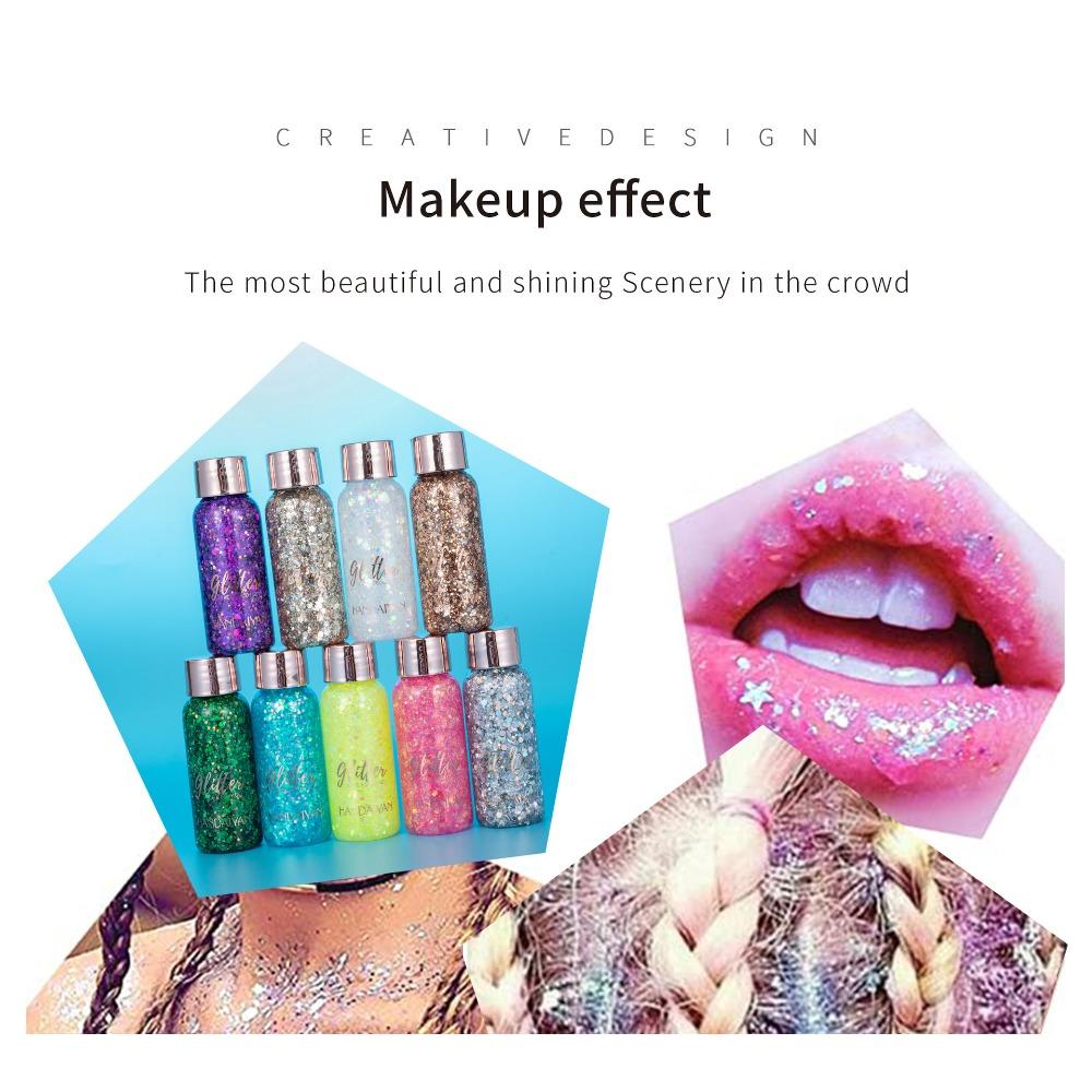 Brokatowy cień do powiek, cekiny, 3-częściowy zestaw Balsam do ciała o syrenie, pokaz na scenie, w klubie nocnym