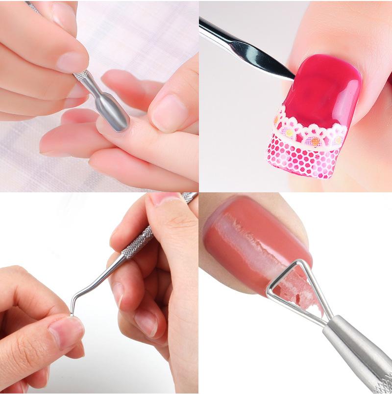 Spingicuticole in Acciaio Inossidabile Arcobaleno Pinzetta Lime per Unghie Rimozione Smalto Gel UV Cura Manicure Strumento Pulisci Solco