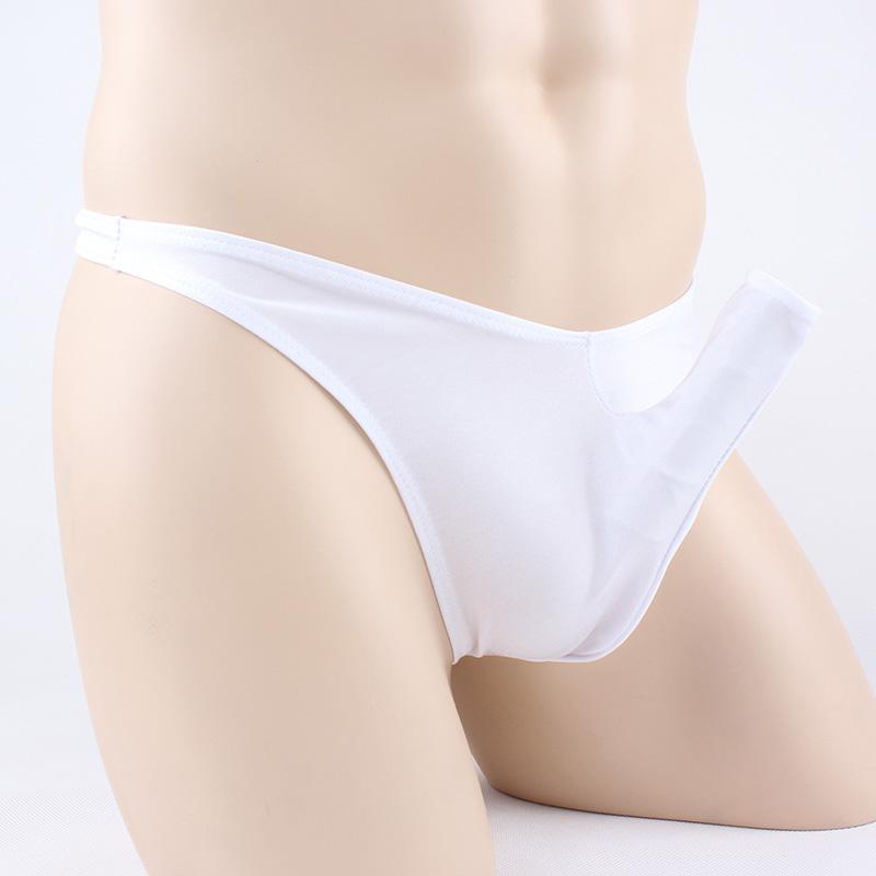 Mens Sex Silky Penis Sleeve Bikini Pouch Panties Men Elephant Nose Briefs Ice Silk Underwear Sexy Big Penis Pouch Panties