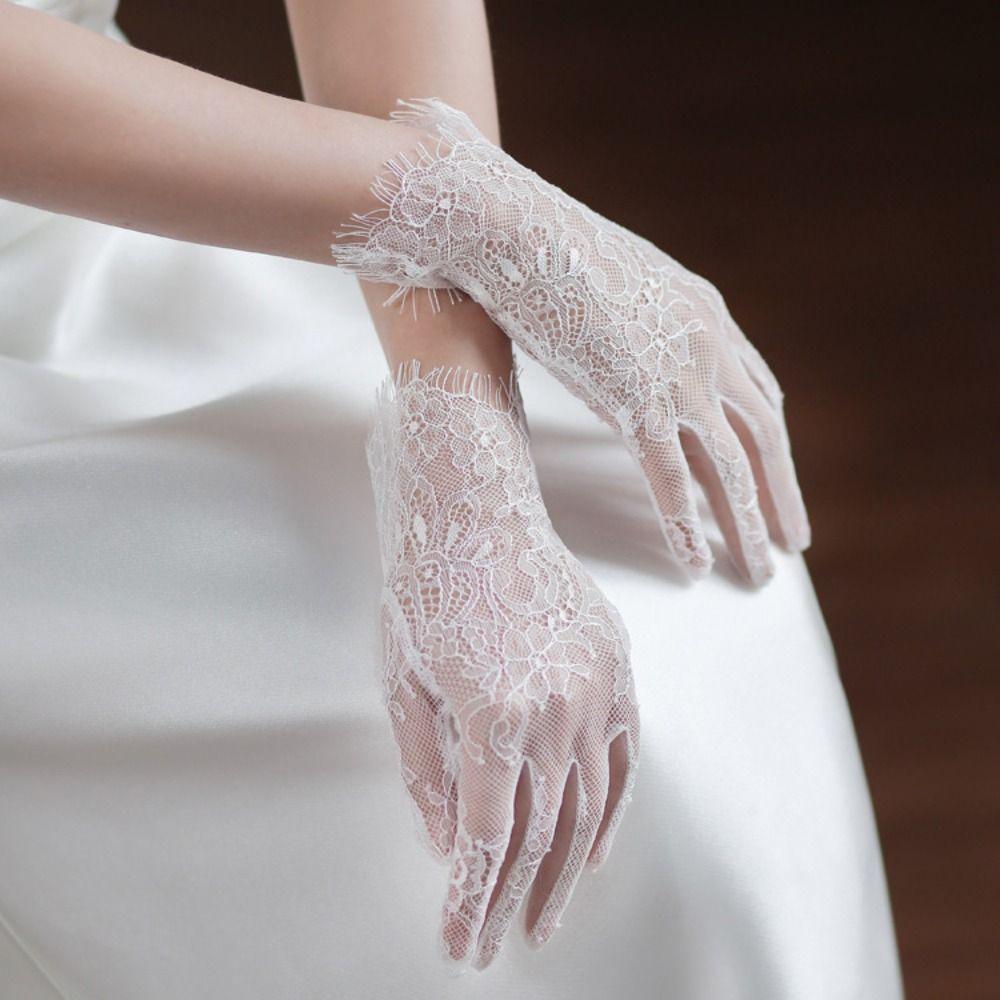 Elegant Cosplay Mesh Banquet Dinner Dress Party Wedding Mittens Bridal Mesh Gloves Lace Long Gloves