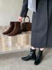 Simple women's shoes Korean version autumn new square head thin boots thick low heel short boots women's fashion versatile rear zipper