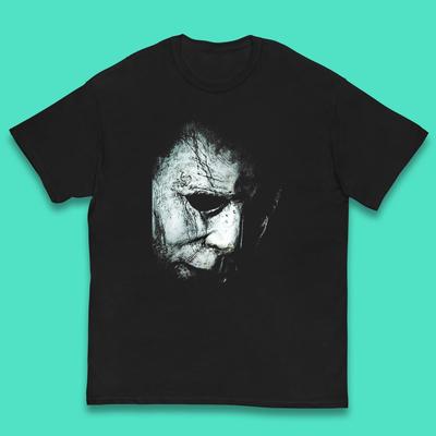 Michael Myers Face Art Halloween Serial Killer Horror Movie Character Kids T Shirt