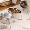 With Stand Stainless Steel Cat Bowl Fall-Resistant High Foot Dog Feeder Pet Food Bowl  Outdoor