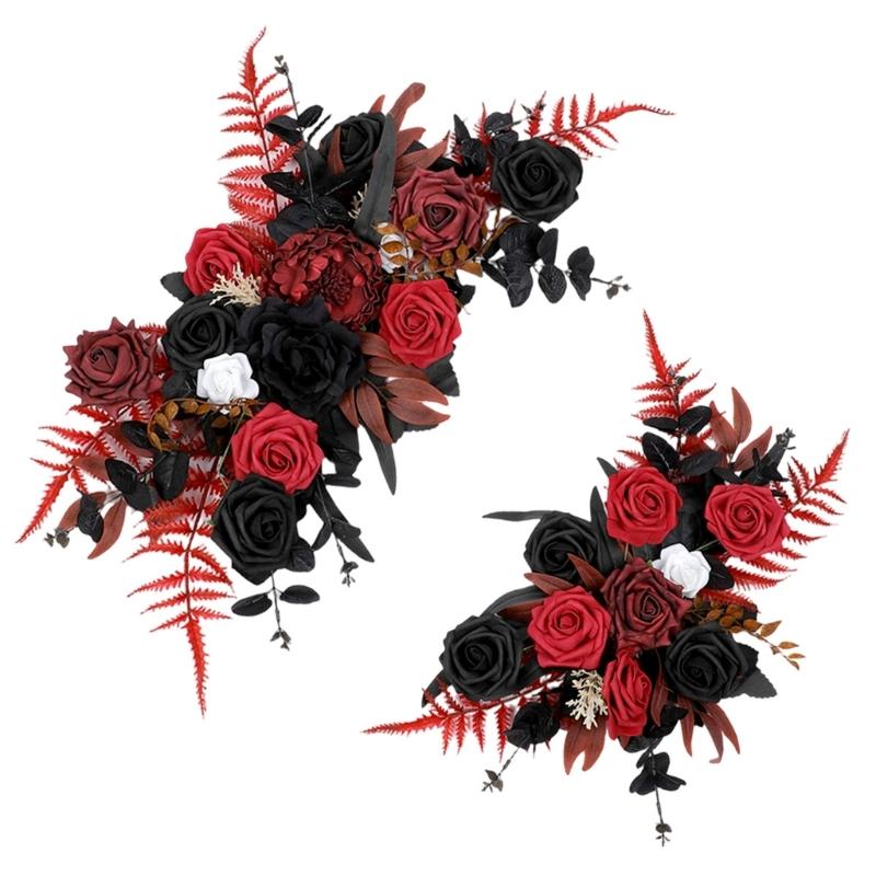 2Pieces Artificial Flower Swag Ornament Wedding Ceremony Sign Decorative Swag for Reception and Backdrops Decoration 1