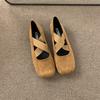 Fashion Bailamos Women Flats Elastic Cross Ballet Shoes Suede Single Shoes  New Retro Everything Soft Soled Mary Jane Casual Shoes Mujer