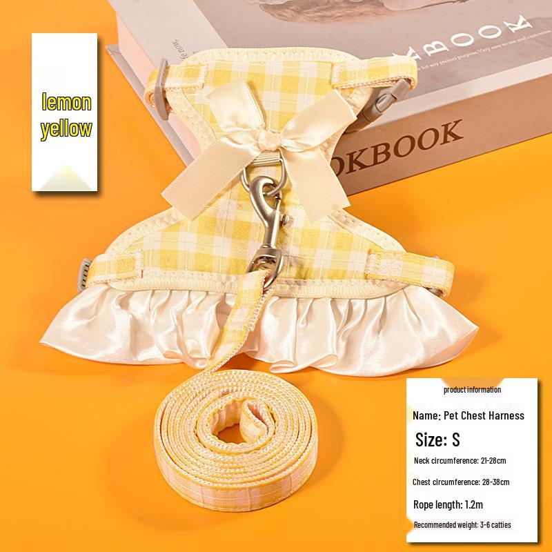 Клетчатая шлейка-жилет для собак и кошек с поводком S: Recommended for 2-6 lbs