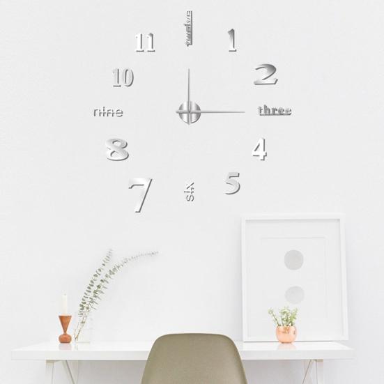 Modern Nordic Wall Clock Battery Powered Quiet Non-ticking Arabic Numerals Clock 3D Effect DIY Wall Clock for Living Room