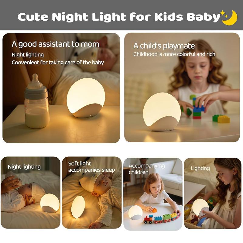 Baby Night Light with Stepless Dimming 7-Color Touch Control Eye-Caring Soft Glow 30-Min Timer Feeding & Nursery Lamp BPA-Free