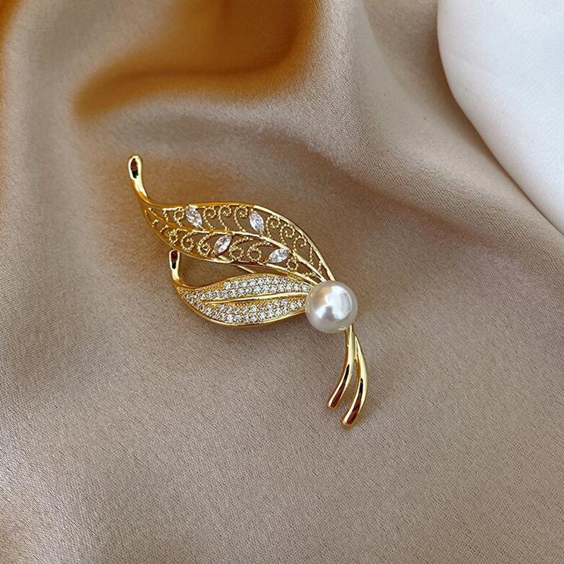 

Новая элегантная брошь в виде листа в корейском стиле, булавки, корсаж, модные вечерние свадебные аксессуары для женщин и мужчин золотой