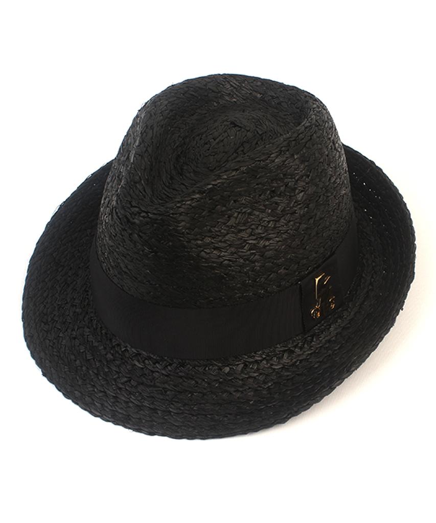 Yunibeosyeolkemiseuteuli Bu Raffia Line Black Fedora Summer Hat