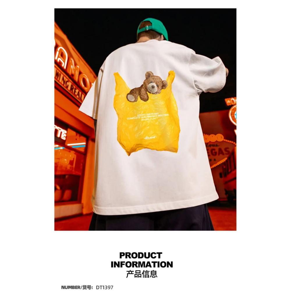 Summer Fashion Heavyweight Retro Men's English Letters 100% Cotton Printed Round Neck High-quality Casual Fitness Street T-shirt