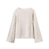 Autumn New Western Style Foreign Trade Women Clothes Fashion Simple and Versatile Solid Round Neck Twist Pullover Long Sleeve Sweater