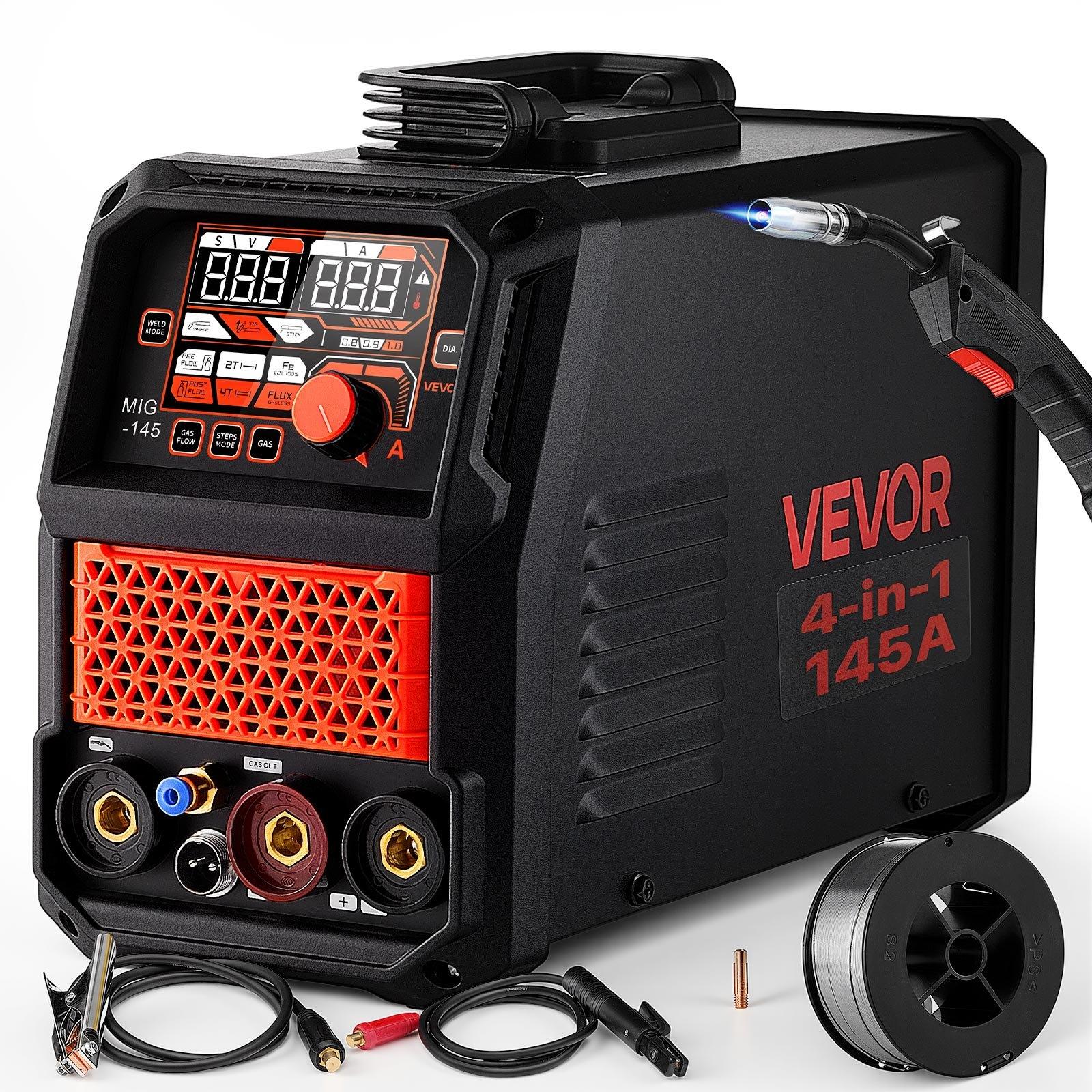 VEVOR 145A MIG Welder, 4-in-1 Gas