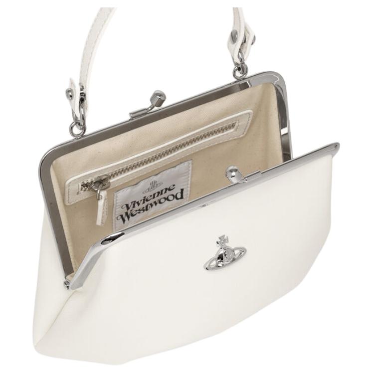 Vivienne Westwood Granny Frame Polished Metal Hardware Tote Bag Women handbags Off-White 4B010007WS0021OFFWHITE