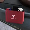 Autocollant de voiture Tesla Boîte de rangement de porte de voiture en cuir Sac poubelle sous le siège arrière Organisateur intérieur Pour Tesla Modèle 3 Modèle S Modèle X Co
