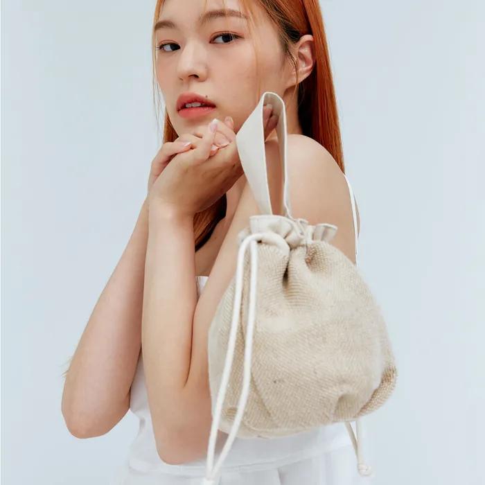 Reversible Natural Mini Drawstring Bag
