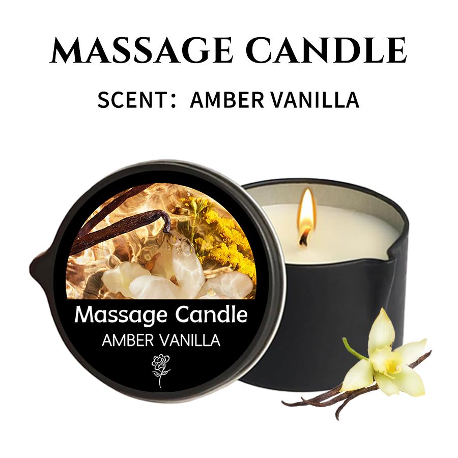 Amber Vanilla massage Candle , Soy Wax Scented Candles - Ideal for Creating Relaxing Ambience & Holiday Gifting, Gifts for Women