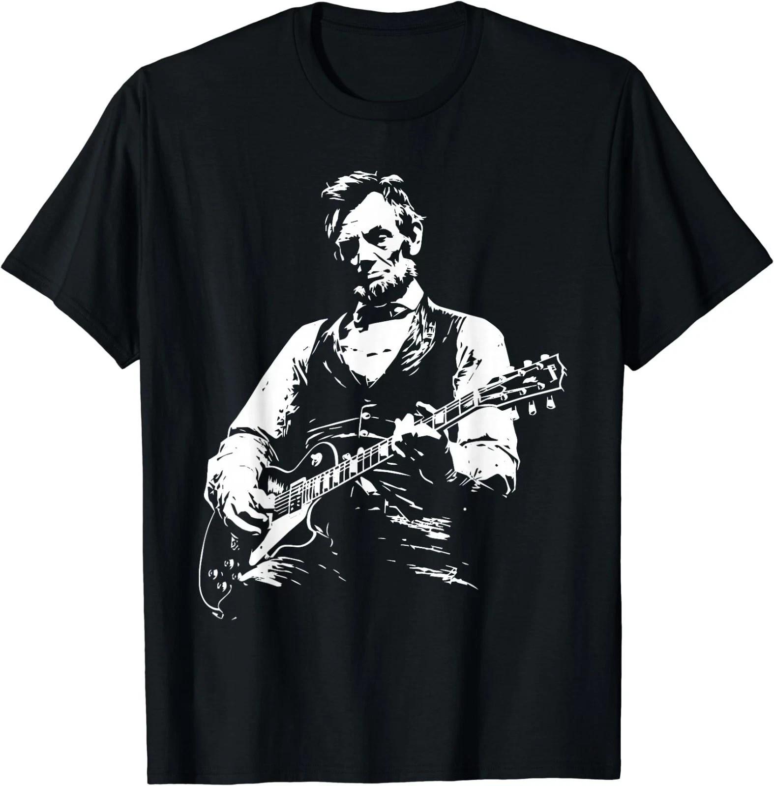 President Abraham Lincoln Playing Guitar Abe Lincoln Design T-Shirt S разноцветный