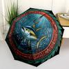 Ocean Emblem pattern umbrella, portable and foldable design, 8 ribs, a casual accessory for Halloween, Christmas, and birthday gifts.