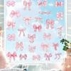 Pink Bow Holographic Window Stickers, Boho Iridescent Glass Decals for Girls Bedroom, Rainbow Window Clings for Bedroom and Shop Window Decor