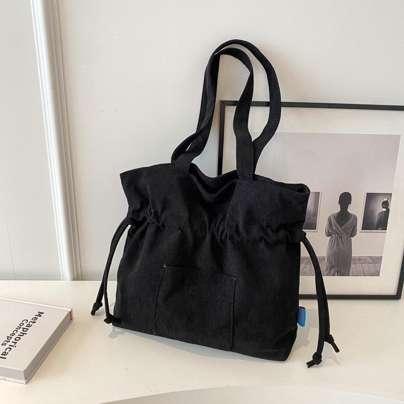 Large Capacity Drawstring Tote Bag Women's New Niche Versatile Underarm Bag Student Class Bag Shoulder Bag