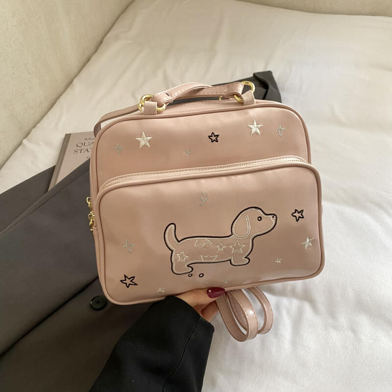 Zaino/Borsa a Mano Carino Bassotto Ricamato a Stelle Multiuso Borsa a Spalla per Donna