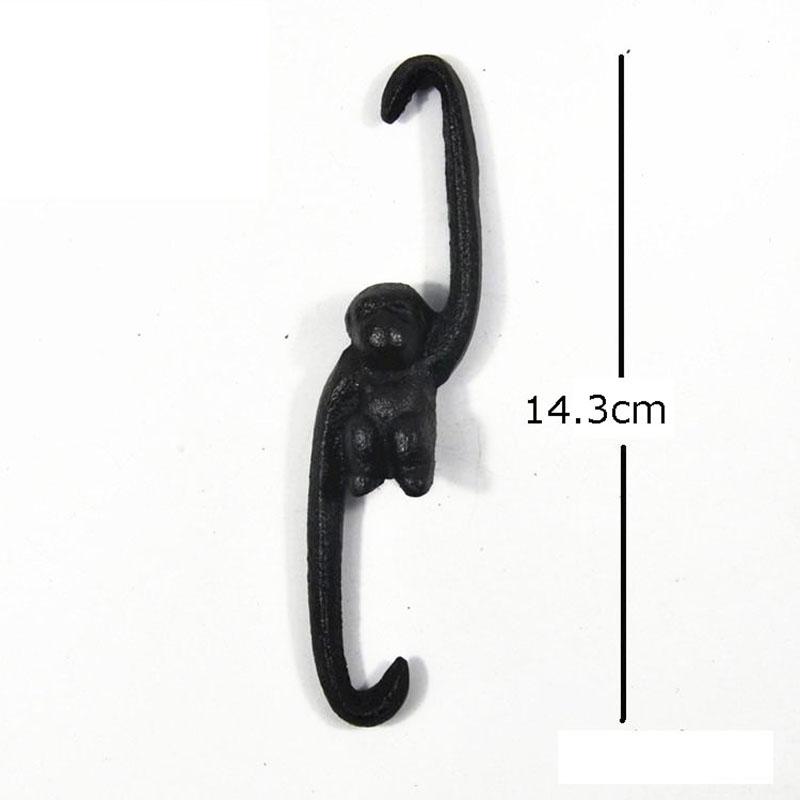 Винтажный S-образный крючок в виде обезьяны, подвесная полка, настенный, декоративный чугунный крючок, вешалка для одежды в виде обезьяны, пасторальный уличный декор