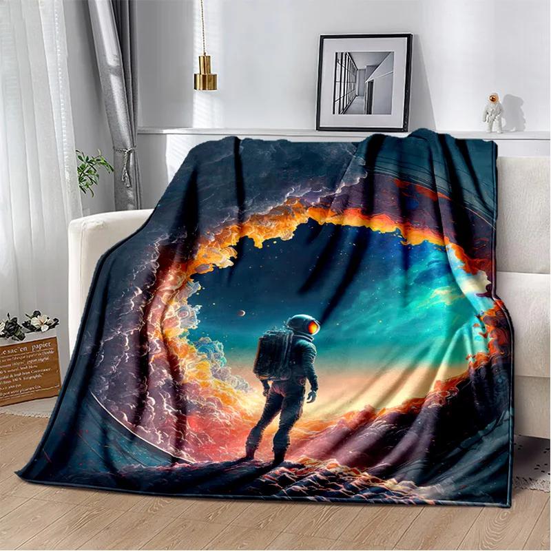 Astronaut Universe Spaceman 3D Outer Space Cartoon Blanket,Soft Throw Blanket for Home Bedroom Bed Sofa Office Cover Blanket Kid