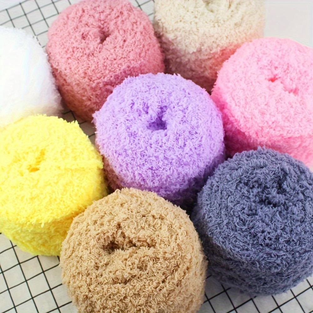3pcs Soft Polyester Chenille Yarn 100% Pure Thick Cozy for DIY Knitting and Crocheting Ideal for Scarves Sweaters Blankets Light Purple/Yellow/Pink