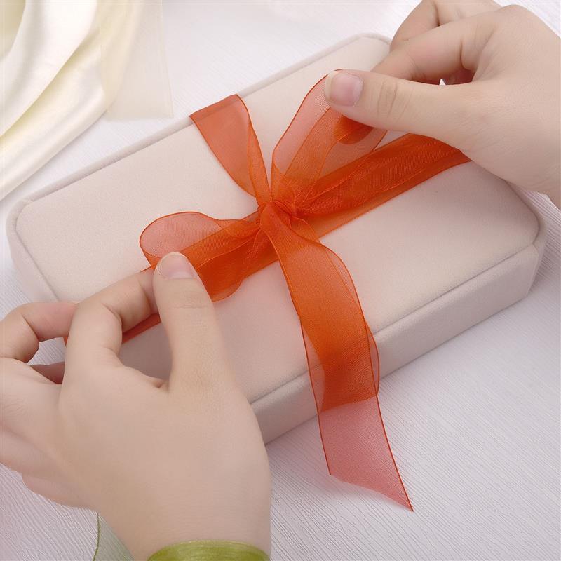 2.5cm * 50 Yards Lace Gauze Ribbon Chiffon Ribbon Valentine'S Day Transparent Flower Packaging DIY Handmade Straps Lace Fabric