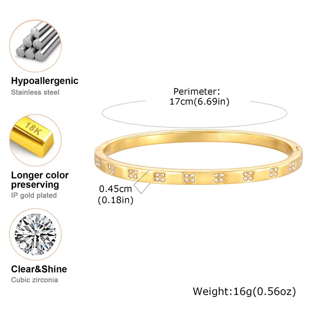 Luxuriöses mehrschichtiges Armband mit Zirkonia, stapelbares Armband für Damen, Edelstahl 18 Karat vergoldet, Hypoallergen, Anlaufgeschützt