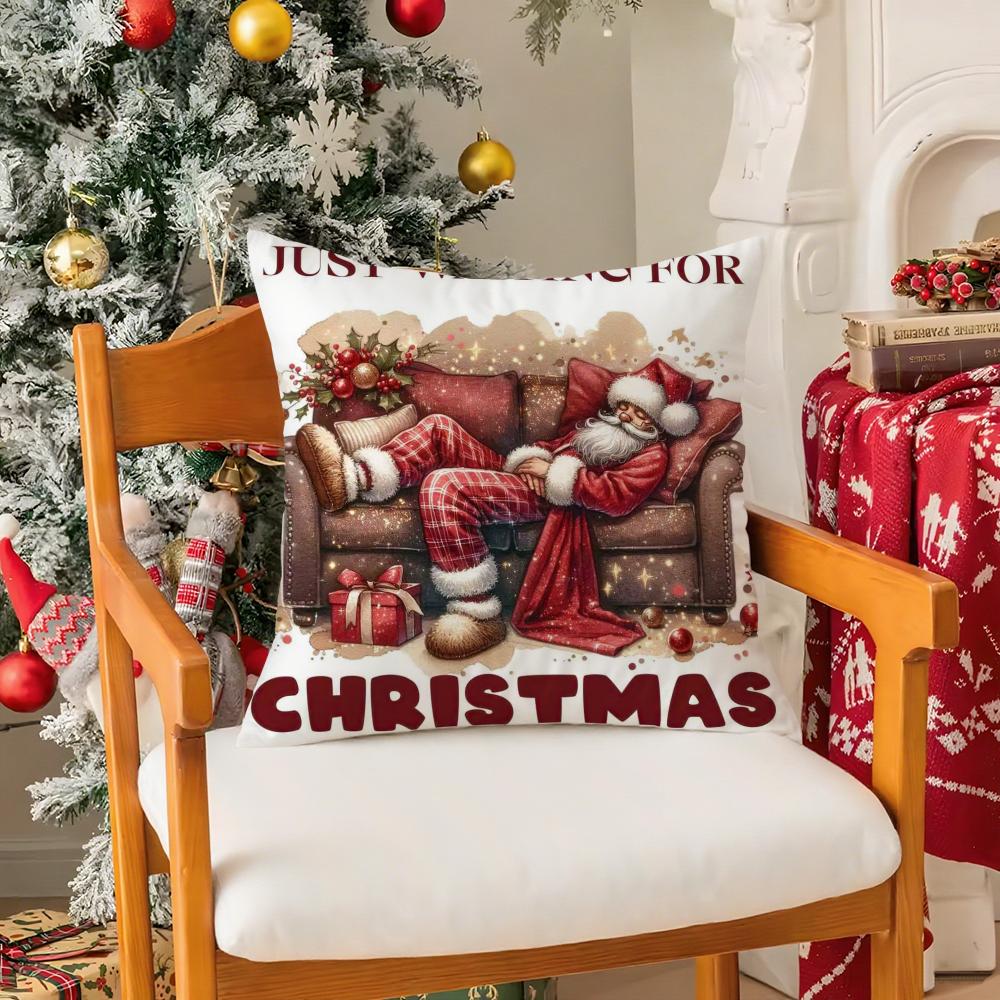 Christmas Animals Pillow Case Silky Short Plush with Invisible Zipper Dustproof Sofa Cushion Cover for Home Decor